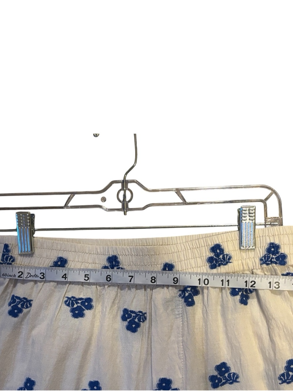 Zara Embroidered Cropped Pants – White Blue & Green Floral Print – Size Medium - Picture 4 of 9